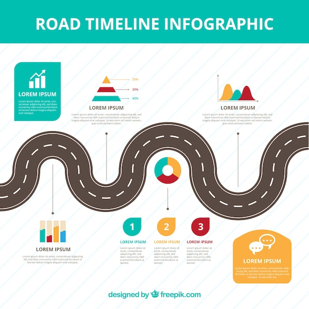 Vetor grátis conceito de cronograma infográfico com estrada