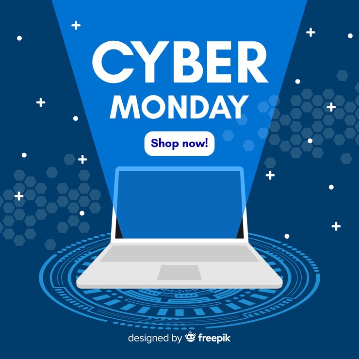 Vetor grátis conceito de cyber segunda-feira com fundo design plano