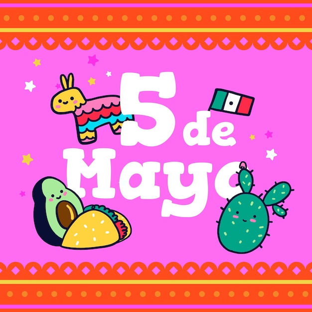 Vetor grátis conceito de desenho de cinco de mayo