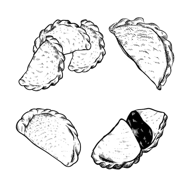 Vetor grátis conceito de desenho de coleção de empanada