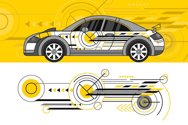 Vetor grátis conceito de design de envoltório de carro