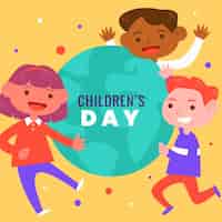 Vetor grátis conceito de design plano do dia mundial da criança