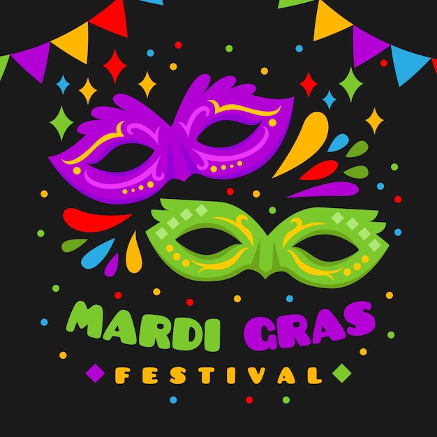 Vetor grátis conceito de design plano mardi gras