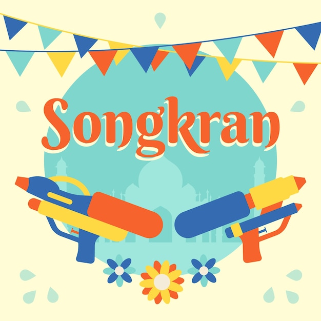 Conceito de design plano songkran