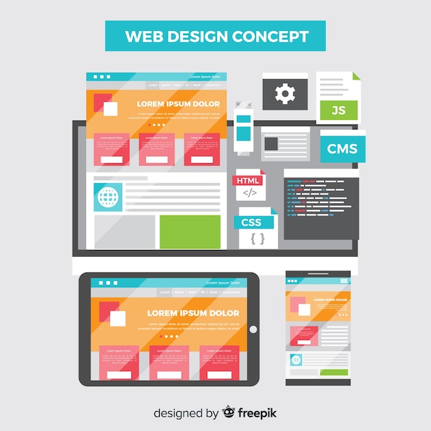 Conceito de design web colorido com design plano