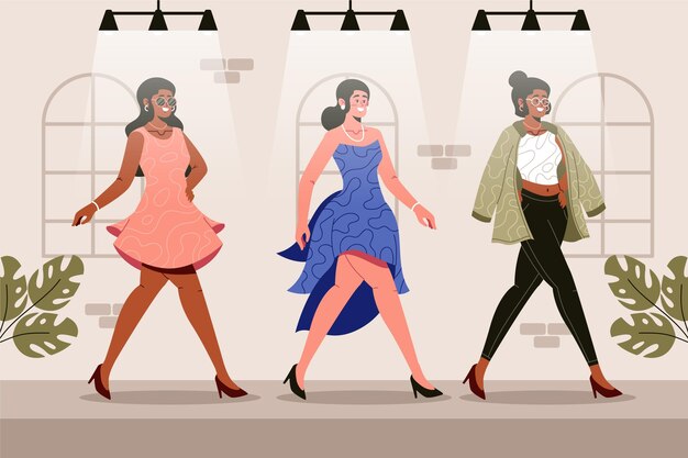 Conceito de designer de moda desenhado à mão plana