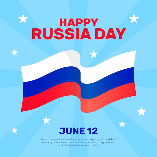 Conceito de dia da Rússia em design plano