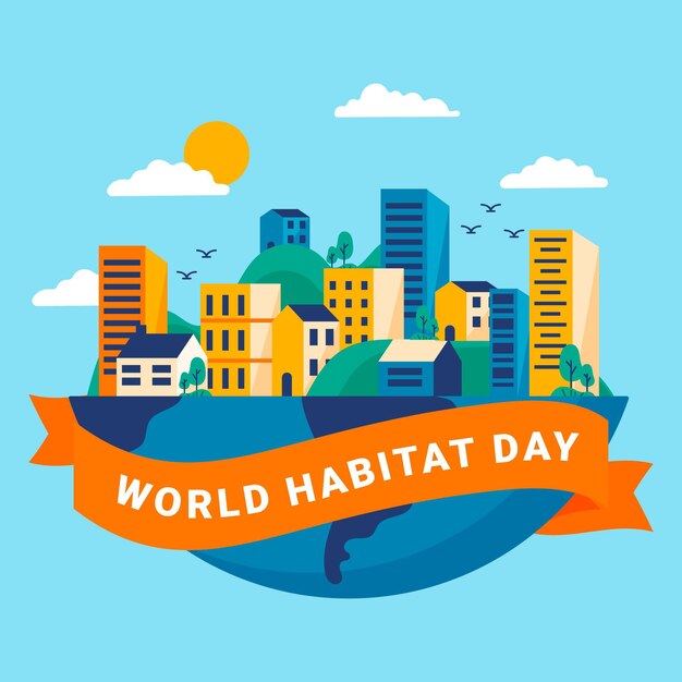Conceito de dia de habitat mundial de design plano