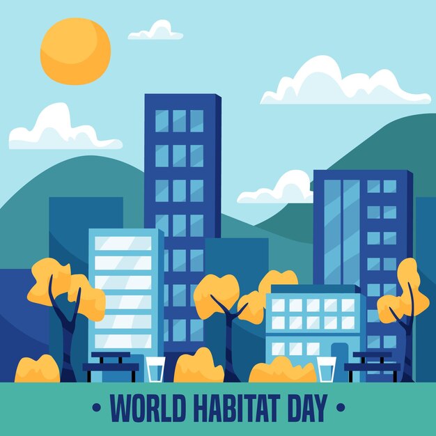 Conceito de dia de habitat mundial de design plano