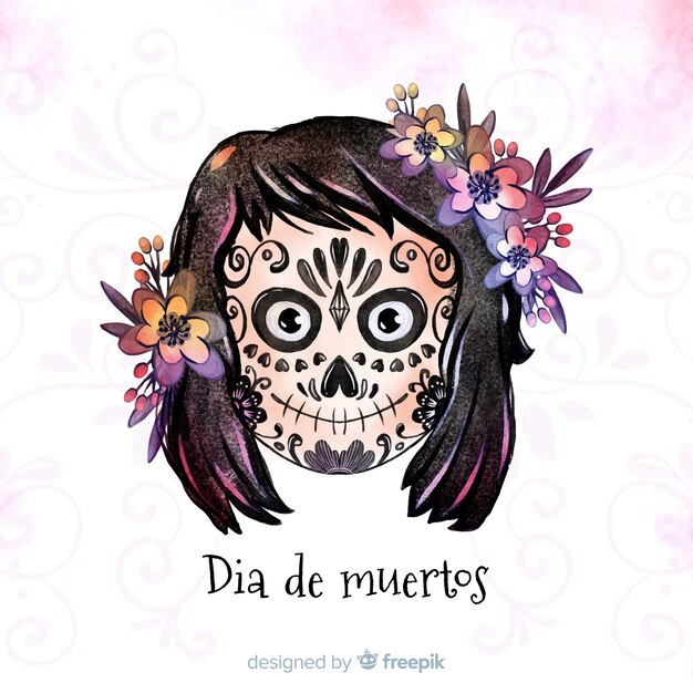 Conceito de dia de muertos com fundo aquarela