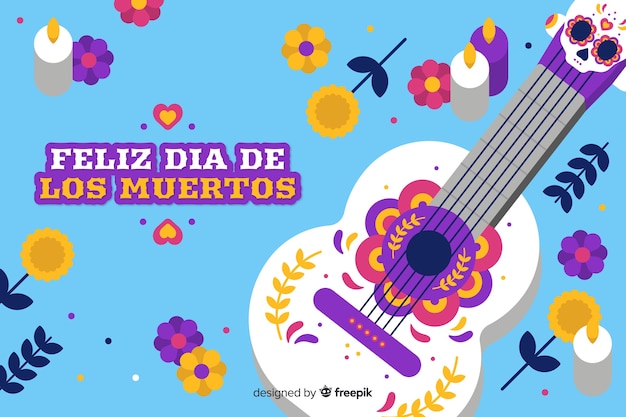 Vetor grátis conceito de dia de muertos com fundo design plano