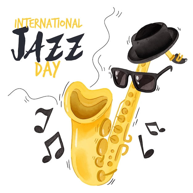 Conceito de dia internacional do jazz em aquarela