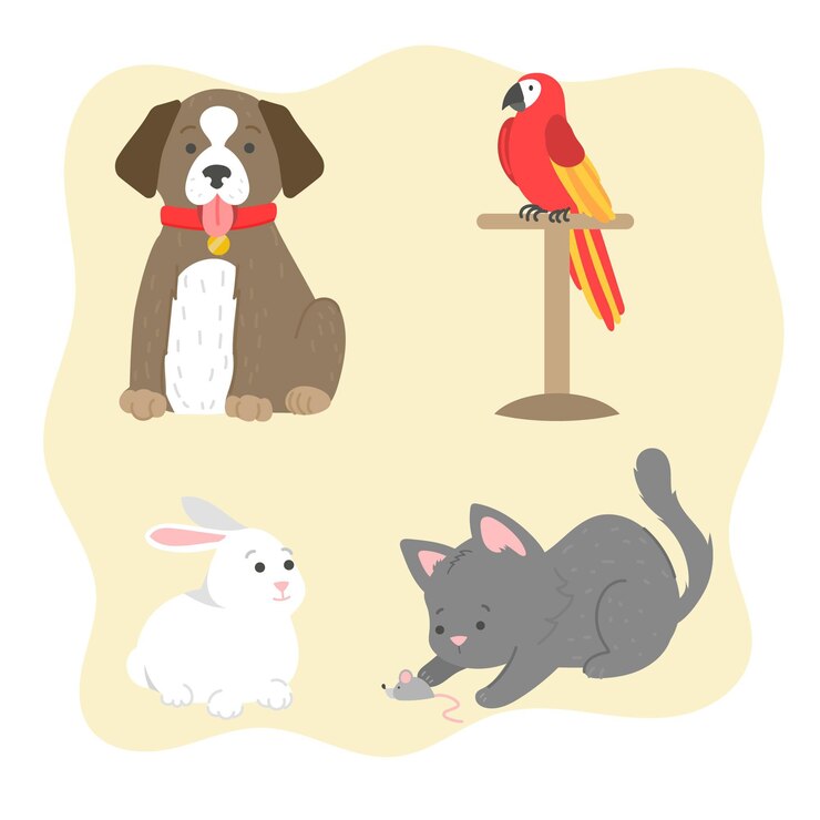 Vetor grátis conceito de diferentes animais de estimação