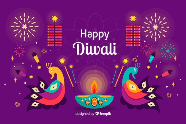 Conceito de diwali com fundo design plano