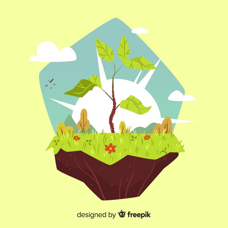Vetor grátis conceito de ecologia design plano com elementos naturais
