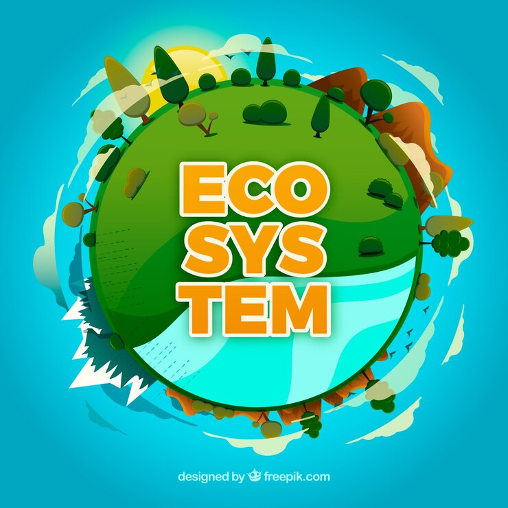 Vetor grátis conceito de ecossistema com globo redondo