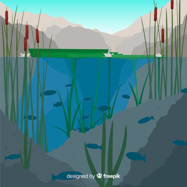 Conceito de ecossistema com lago