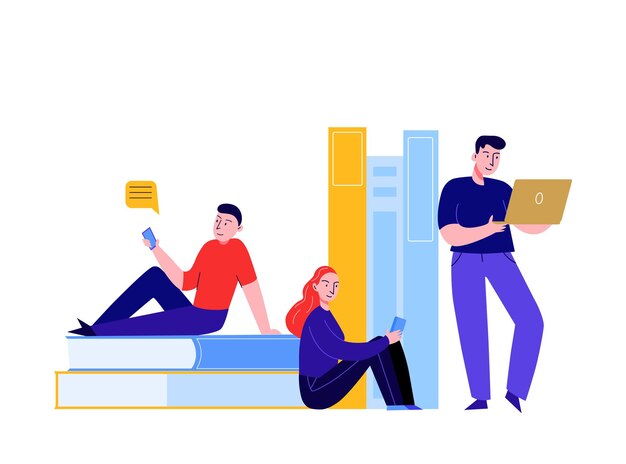Conceito de educação online 4 composições planas com cursos de desenvolvimento de adultos treinando treinador pessoal aprendendo ilustração vetorial isolada