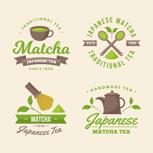 Vetor grátis conceito de emblemas de chá matcha