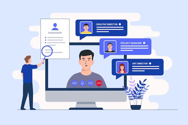 Vetor grátis conceito de entrevista de emprego on-line
