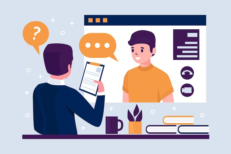 Vetor grátis conceito de entrevista de emprego online