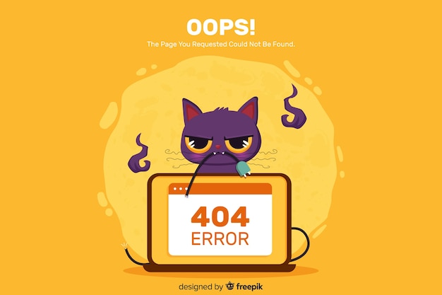 Conceito de erro 404 para a página de destino