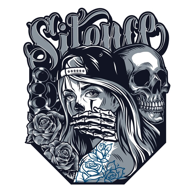 Vetor grátis conceito de estilo de tatuagem chicano