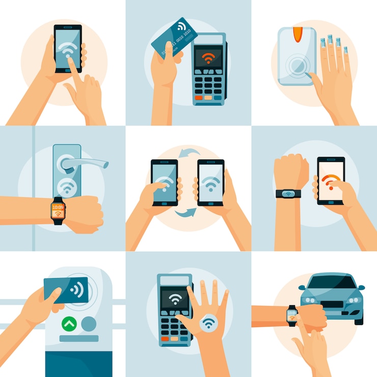 Vetor grátis conceito de estilo plano de tecnologia nfc