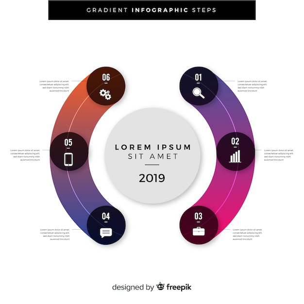 Conceito de etapas gradiente infográfico