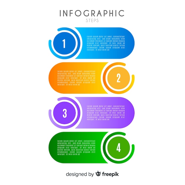 Conceito de etapas infográfico plana