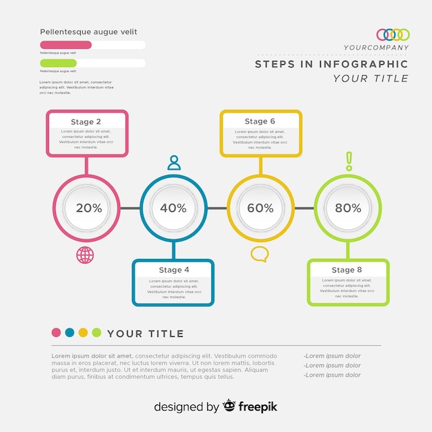 Conceito de etapas infográfico plana