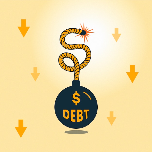 Vetor grátis conceito de falência com bomba de dívida