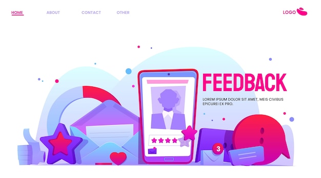 Conceito de feedback de design plano ilustrado