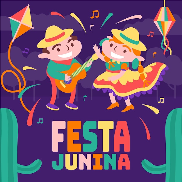 Conceito de festa junina desenhados à mão