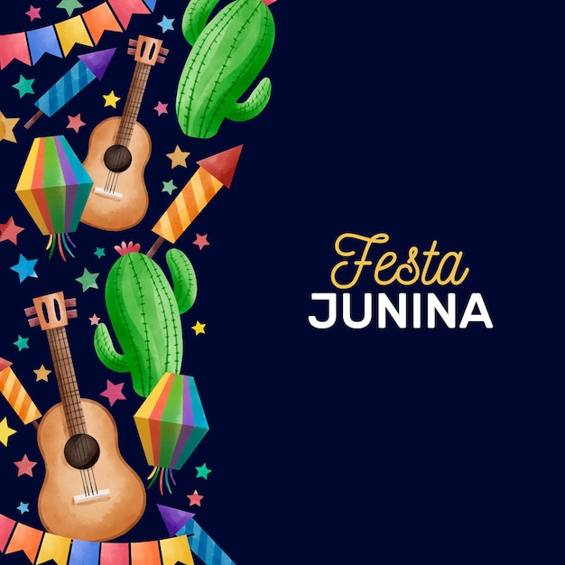 Vetor grátis conceito de festa junina em aquarela