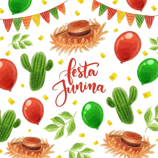 Conceito de festa junina em aquarela