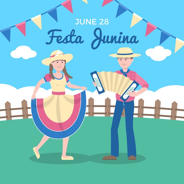 Conceito de festa junina plana