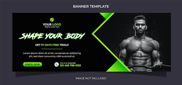 Conceito de fitness design de banner de mídia social e modelo de post no instagram para exercícios e treinamento de ginástica