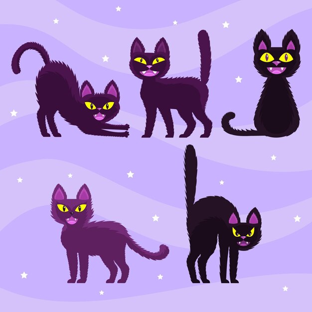Conceito de gato de halloween desenhado à mão