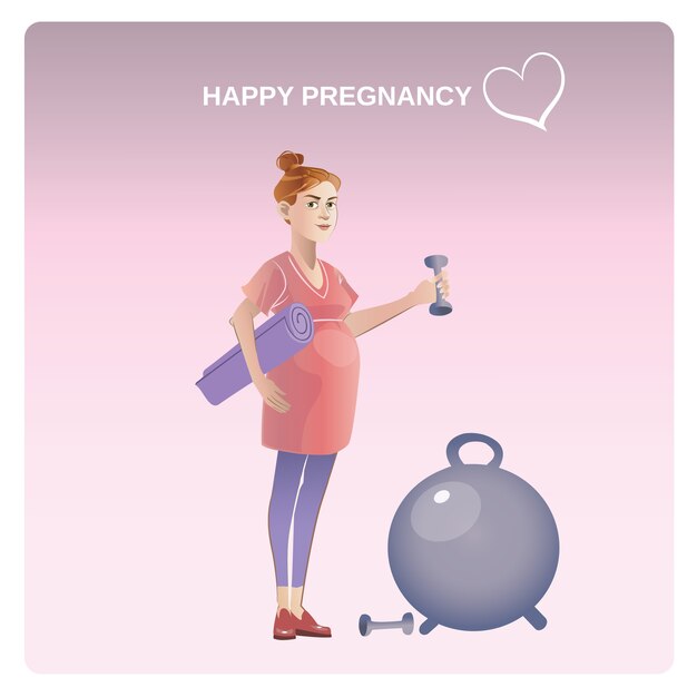Conceito de gravidez saudável de desenho animado