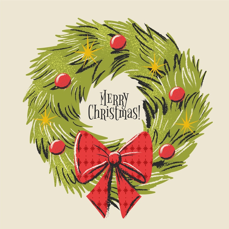 Vetor grátis conceito de guirlanda de natal com design vintage