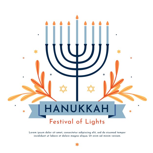 Conceito de hanukkah em design plano