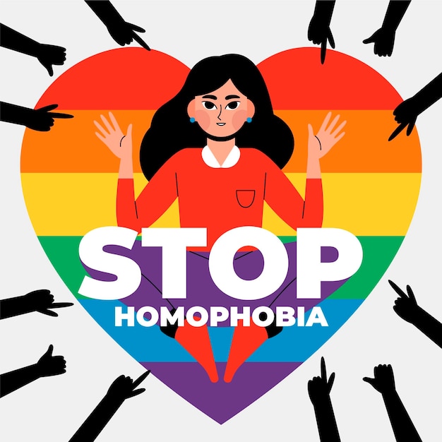 Conceito de homofobia de parada desenhada à mão ilustrado