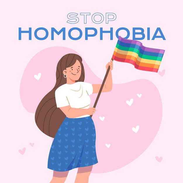 Conceito de homofobia de parada desenhada à mão