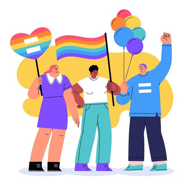 Conceito de homofobia de parada desenhada à mão