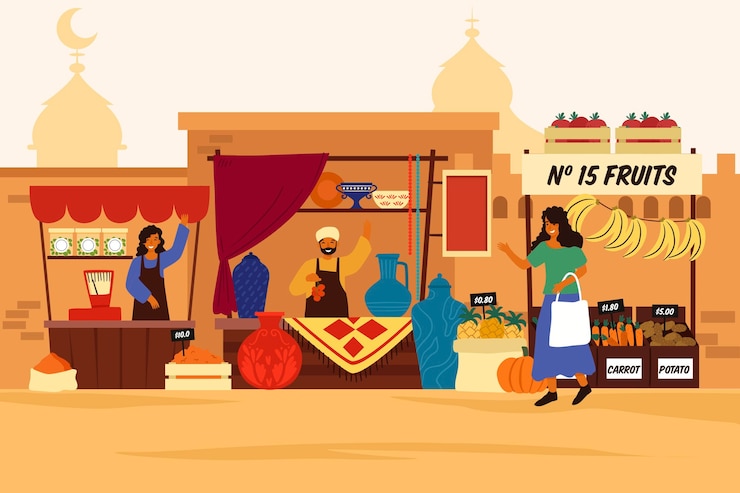 Vetor grátis conceito de ilustração de bazar árabe