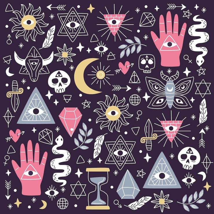 Vetor grátis conceito de ilustração de elementos esotéricos