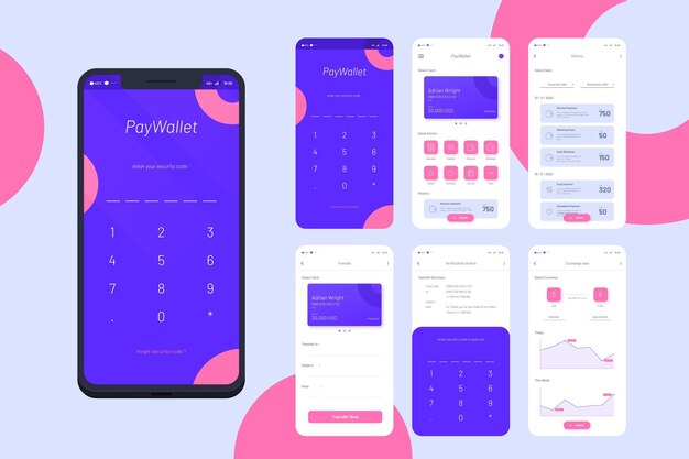 Conceito de interface de aplicativo bancário