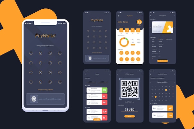 Conceito de interface de aplicativo bancário