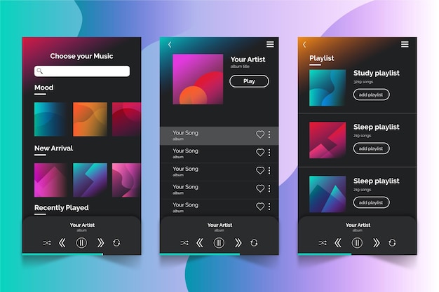 Vetor grátis conceito de interface de aplicativo de player de música